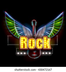 easy to edit vector illustration of Neon Light signboard for Rock Banner