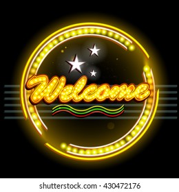 easy to edit vector illustration of Neon Light signboard for Welcome Banner