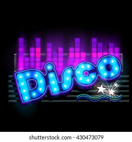 easy to edit vector illustration of Neon Light signboard for DJ Night