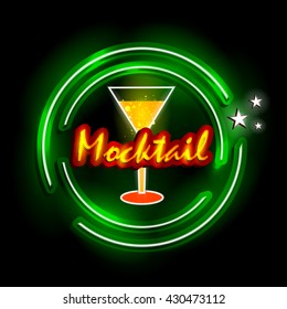 easy to edit vector illustration of Neon Light signboard for Mocktail shop