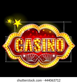 easy to edit vector illustration of Neon Light signboard for Casino