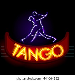 easy to edit vector illustration of Neon Light signboard for Tango