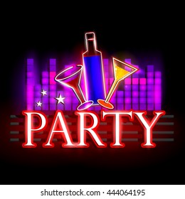 easy to edit vector illustration of Neon Light signboard for Party
