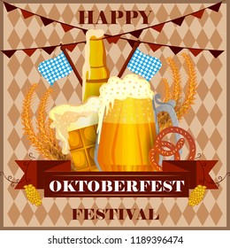 easy to edit vector illustration of Oktoberfest holiday festival greeting background of Germany