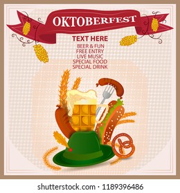 easy to edit vector illustration of Oktoberfest holiday festival greeting background of Germany