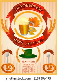 easy to edit vector illustration of Oktoberfest holiday festival greeting background of Germany