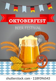 easy to edit vector illustration of Oktoberfest holiday festival greeting background of Germany