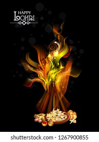 easy to edit vector illustration on Happy Lohri festival of Punjab India background