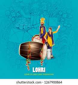 easy to edit vector illustration on Happy Lohri festival of Punjab India background