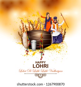 easy to edit vector illustration on Happy Lohri festival of Punjab India background
