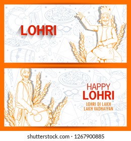 easy to edit vector illustration on Happy Lohri festival of Punjab India background