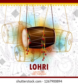 easy to edit vector illustration on Happy Lohri festival of Punjab India background