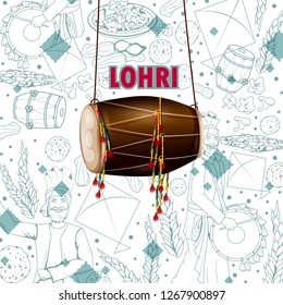 easy to edit vector illustration on Happy Lohri festival of Punjab India background