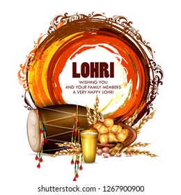 easy to edit vector illustration on Happy Lohri festival of Punjab India background