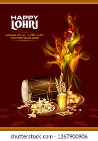 easy to edit vector illustration on Happy Lohri festival of Punjab India background