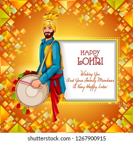 easy to edit vector illustration on Happy Lohri festival of Punjab India background