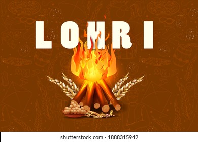 easy to edit vector illustration on Happy Lohri festival of Punjab India background