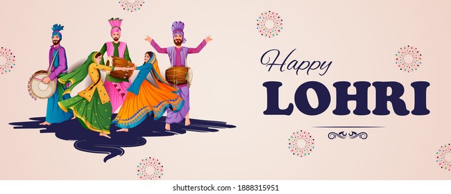 easy to edit vector illustration on Happy Lohri festival of Punjab India background