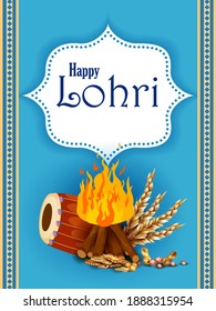easy to edit vector illustration on Happy Lohri festival of Punjab India background