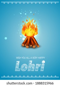 easy to edit vector illustration on Happy Lohri festival of Punjab India background