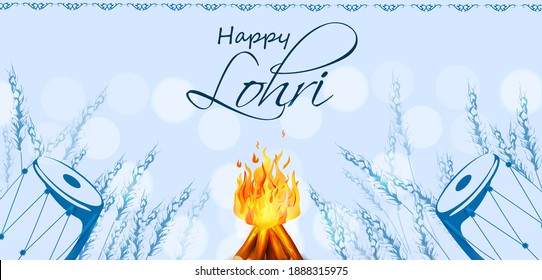 easy to edit vector illustration on Happy Lohri festival of Punjab India background