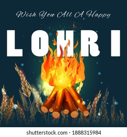 easy to edit vector illustration on Happy Lohri festival of Punjab India background
