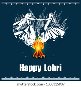 easy to edit vector illustration on Happy Lohri festival of Punjab India background