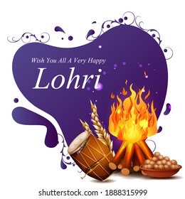 easy to edit vector illustration on Happy Lohri festival of Punjab India background