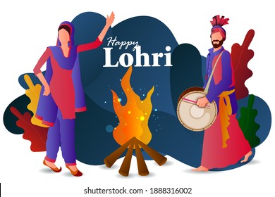 easy to edit vector illustration on Happy Lohri festival of Punjab India background