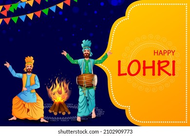 easy to edit vector illustration on Happy Lohri festival of Punjab India background