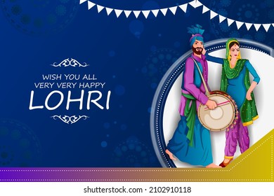 easy to edit vector illustration on Happy Lohri festival of Punjab India background