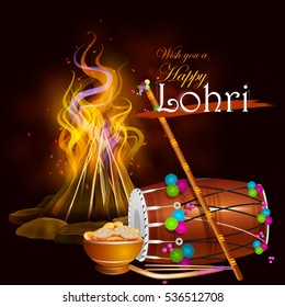 easy to edit vector illustration on Happy Lohri festival of Punjab India background