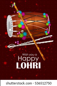 easy to edit vector illustration on Happy Lohri festival of Punjab India background