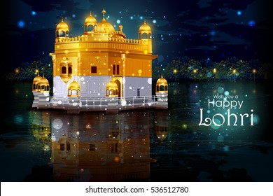 easy to edit vector illustration on Happy Lohri festival of Punjab India background