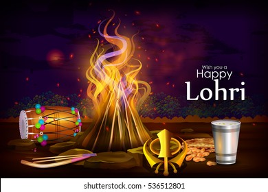 easy to edit vector illustration on Happy Lohri festival of Punjab India background