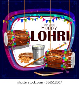 easy to edit vector illustration on Happy Lohri festival of Punjab India background