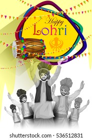 easy to edit vector illustration on Happy Lohri festival of Punjab India background