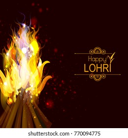 easy to edit vector illustration on Happy Lohri festival of Punjab India background