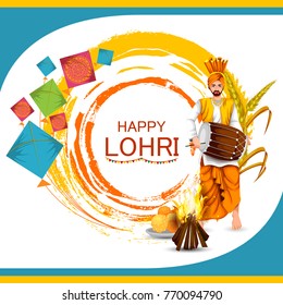 easy to edit vector illustration on Happy Lohri festival of Punjab India background