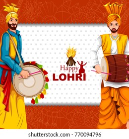 easy to edit vector illustration on Happy Lohri festival of Punjab India background