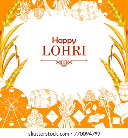 easy to edit vector illustration on Happy Lohri festival of Punjab India background