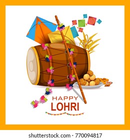 easy to edit vector illustration on Happy Lohri festival of Punjab India background