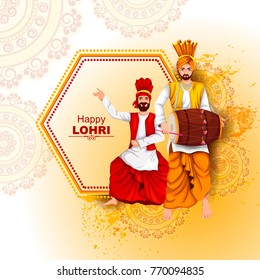 easy to edit vector illustration on Happy Lohri festival of Punjab India background