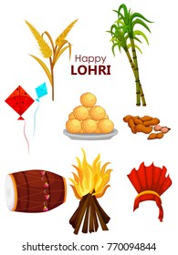 easy to edit vector illustration on Happy Lohri festival of Punjab India background