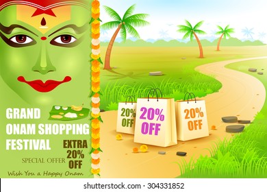 easy to edit vector illustration of Onam shopping festival