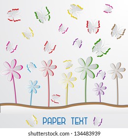 easy to edit vector illustration of paper butterly and flower