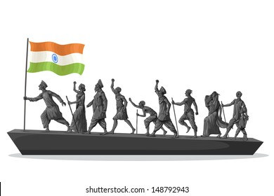 easy to edit vector illustration of patriot marching with Indian flag