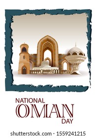 easy to edit vector illustration of patriotic greetings background for Happy National Oman Day on 18th November