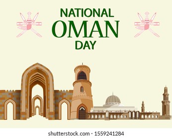 easy to edit vector illustration of patriotic greetings background for Happy National Oman Day on 18th November