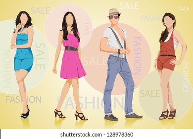 easy to edit vector illustration of people in fashion sale poster